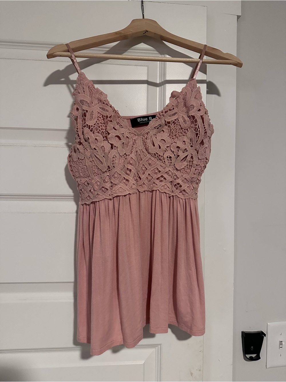 Blue Rain Dusty Rose Crochet Lace Tank with Adjustable Straps